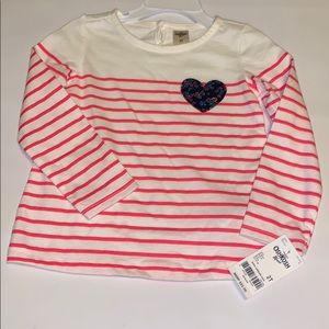 Girls 2T pink and white striped shirt